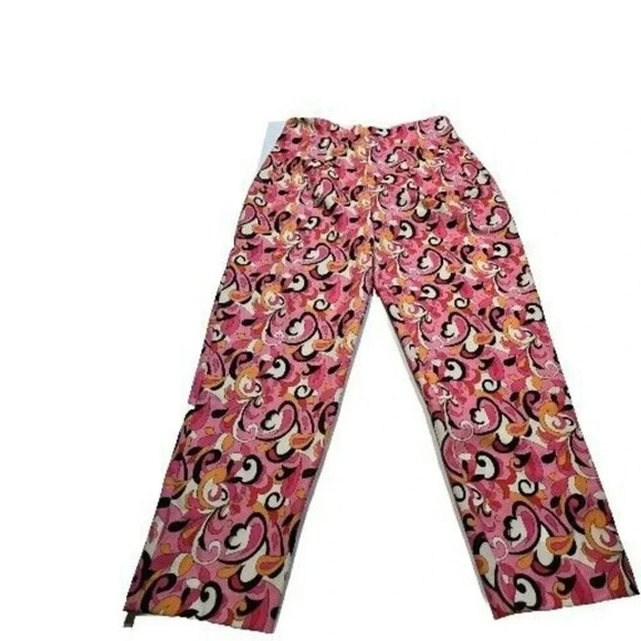 Zara Pants Size M Pink Floral Paisley '70s Retro Straight Leg Pleated Women's - Picture 4 of 14